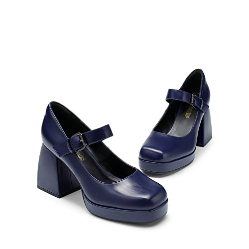 Image of DREAM PAIRS Women's High Chunky Platform Closed Toe Mary Jane Block Heels Square Toe Strappy Dress Wedding Party Pumps Shoes