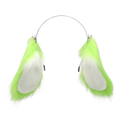 ATekatac Cute Rabbit Ears Headband Long Furry Dog Ears Animal Cosplay Headband (D Green)