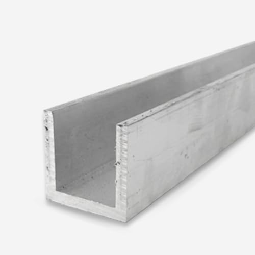6063 Aluminum U-Channel, Unpolished (Mill) Finish, Extruded, T52 Temper, AMS QQ-A-200/9/ASTM B221, Equal Leg Length, Squared Corners, 2" Base Width, 0.125" Wall Thickness, 36" Length, OnlineMetals