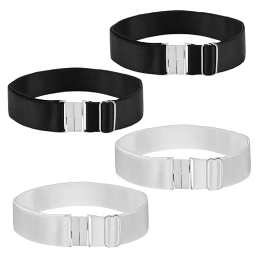 kiki fancy Long Elasticated Sock Hose Garters Clips,Garter Suspenders Elastic Belt Women Men Shirt Collar Stiffeners White Garter Clips Perfect for Dancers and Pipers Pack of 4(White and black)