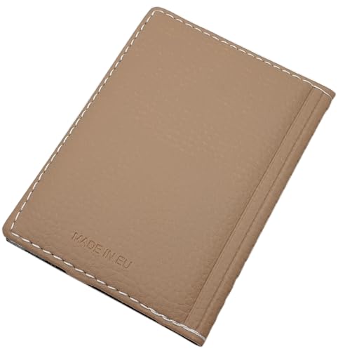 myledershop Eleganckie etui na dowód osobisty / etui na karty kredytowe z kontrastowym szwem, 12 przegródek, MJ-Design Germany Made in EU, Wzór 2 / ciemny beż, Einheitsgröße, Kieszeń na dowód osobisty