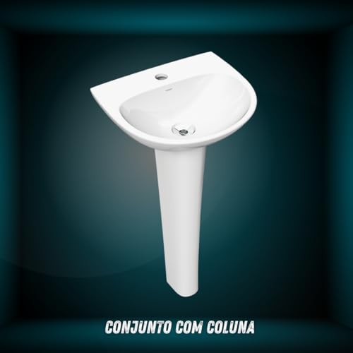 Pia Para Banheiro Lavatorio C/coluna Prima Branco Lorenzetti