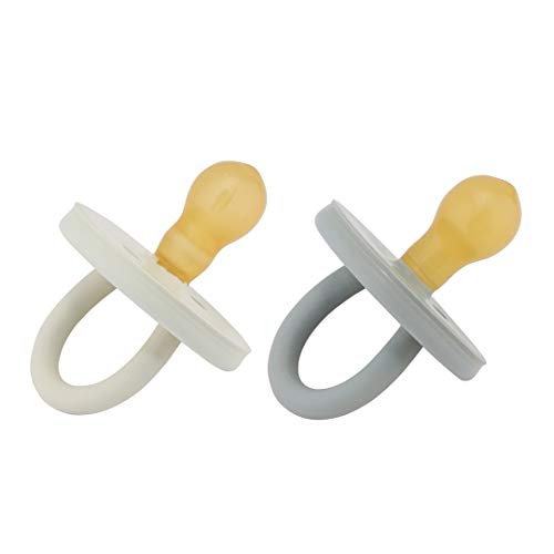 BumiBébé Round Pacifiers 2-Pack 3-36 Months (Dove Grey & Sage)