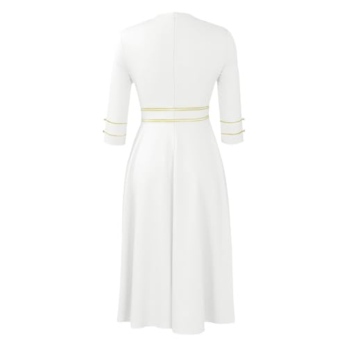 Elainone Women 3/4 Sleeve A-line Wedding Guest Dress Church Semi Formal Casual Midi Dresses for Cocktail Prom Tea Party4