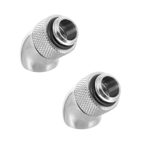 Image of 2pcs Computer Water Cooling Fitting 45 Degree Brass Adapter Silver