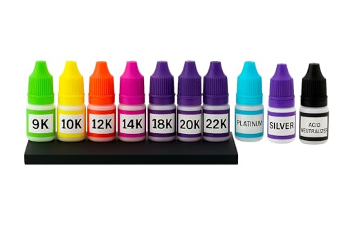  Gold, Silver & Platinum Testing Kit 9K 10k 12K 14K 18K 20k 22K .999 .925 Silver Platinum Solutions with 2x2 Test Stone Precious Metal Tester Real/Fake Check Analysis Kit