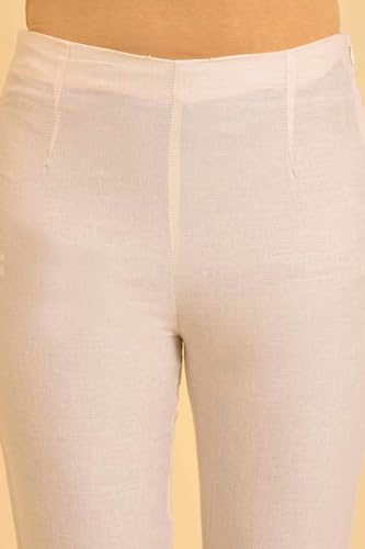 Image of W for Woman Women High Rise Cotton Blend Strechable Slim Pants | Cotton Blend Slim Pants | Trousers