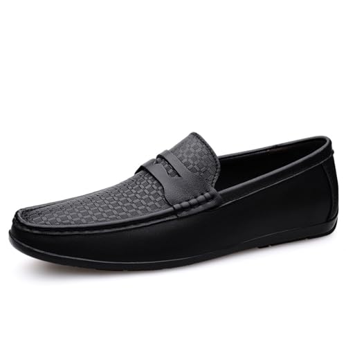 Men's Genuine Leather Slip - on Shoes, with Delicate Weave Design, Soft Texture and Comfortable Fit for Everyday Use