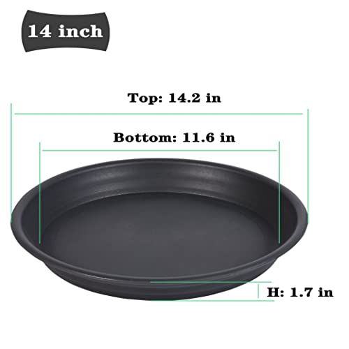 Saucerhome Plant Saucer Pot Tray 14 Inch (14.2 Inch), 4 Packs Plastic Flower Planter Saucers And Drip Trays For Indoors Outdoors, Thick Heavy Sturdy Durable Plant Plate Water Catcher (Black) #TOP1