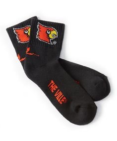 Louisville Cardinals Black Quarter Socks