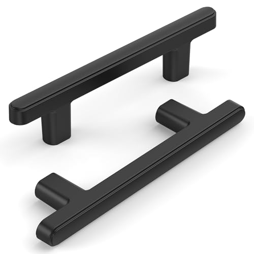 キッチンキャビネットハンドル マットブラック 10個パック 3インチ(76mm) キャビネ取っ手 キッチン金具 引き出し取っ手 食器棚ワードローブ用