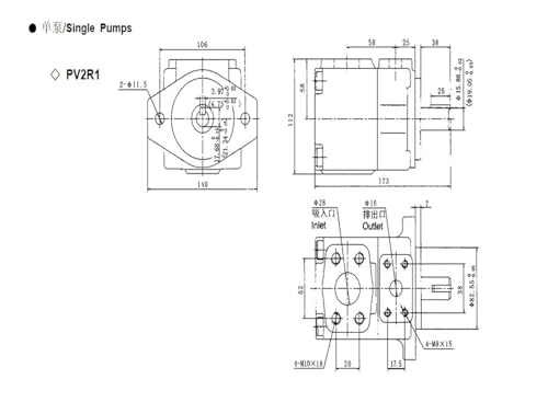 Pompe hydraulique PV2R1 contre les pertes de pression fluide - 5