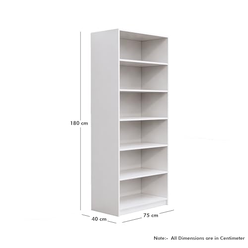 Image of Bniture 6 Tier Engineered Wood Open Book Shelf Wooden Bookshelf for Home, Kids Room & Study Room | Multipurpose Free Stand Corner Book Organizer for Library Room, Office | Frosty White