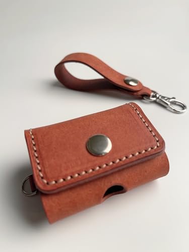 Spring Hiker Airpods Pro カバー - プレミアムイタリアンレザー製 全面保護 本革カバー | 第1 / 2 世代対応 (Brown, シルバー)