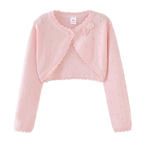 Girls Cardigan Sweater Bolero Shrug Baby Kids Long Sleeve Cropped Dress Up Button Closure Jacket Top