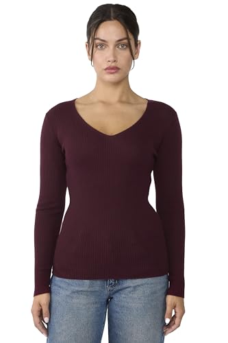 JENNIE LIU Womens 100% Cashmere V-Neck Sweater | Ribbed Tissue Weight Cashmere Sweaters for Women