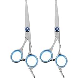 CIYODO 2個 ペット用丸頭トリミングシザー 錆びにくいステンレス製 ホーム プロ仕様 使いやすいカーブ刃 ペットヘアシェーパー