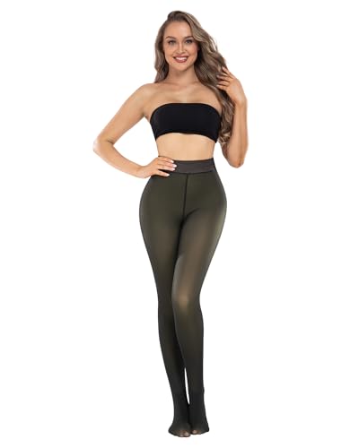 Image of CHRLEISURE Women's Fleece Lined Tights - Fake Sheer Warm Pantyhose Thick Winter Leggings