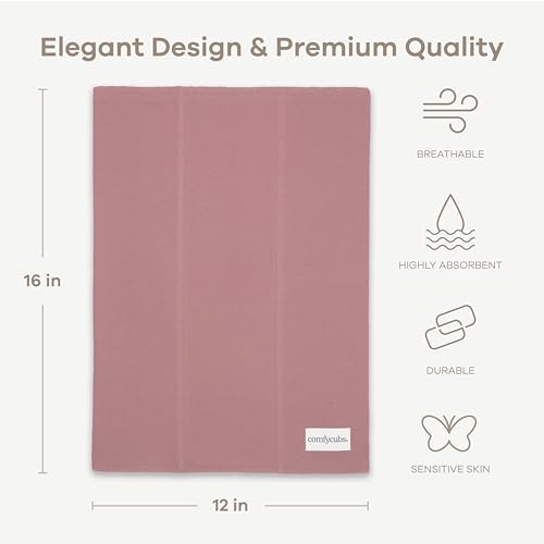 Image of Comfy Cubs Baby Burp Cloths Set (Pack of 10) - Large, 6-Layer, Ultra Absorbent 100% Cotton for Infant Spit-Up, Drool, and Messes - Soft, Gentle, Thoughtful New Born Baby Gifts, Mauve