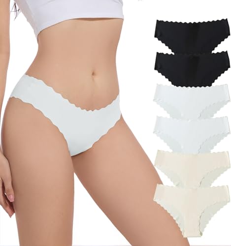 Yutdeng Slip Donna in Cotone Mutande Senza Cuciture Hipster Bikini Invisibili Traspirante Biancheria Intima Vita Bassa Comodo Elasticizzato - Pacco da 6