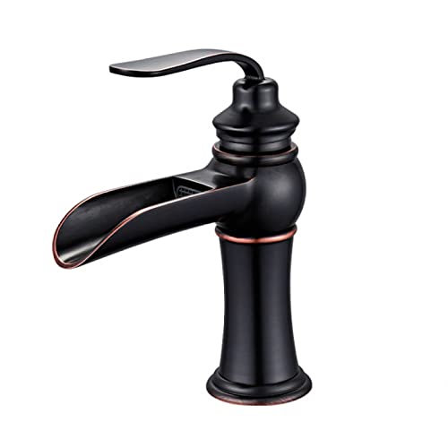 Robinet cascade noir pour lavabo en laiton massif - 2