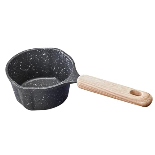 Oil Splashing Ceramic Nonstick Saucepan, Small Cooking Pot with Stay Cool Handle, Induction Compatible Saucepot, White Granite Coating for Cooking Inudction Pot (Black)