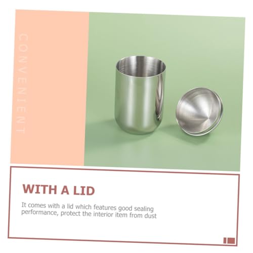 lurrose ステンレス製 棉棒収納ボックス 蓋付き防塵 小型 コッパッド 綿棒収納ケース メイク用品整理用