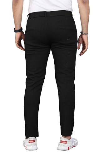 Image of Men's Regular Fit Self-Design Trousers | Mid-Rise Cotton Blend Pants for Work Stylish Formal Bottoms for Men (Pack of 1)