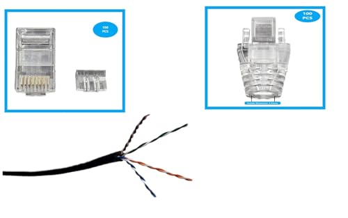 Micro Connectors 1000 Feet CAT 6A Slim UTP Ethernet (28AWG) Bulk Cable Kit-Black with 100-Boots/100-Connectors (TR4-570BSL-CBK) - Thumbnail 2