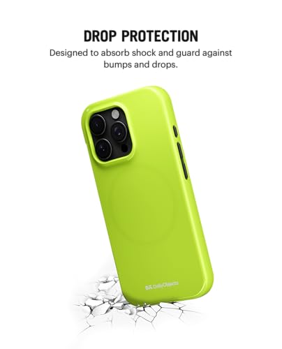 Image of DailyObjects Polycarbonate Enamel Bumper Magsafe Case For iPhone 14 Pro Max Compatible With Magsafe Wireless Charging | Lime Magnetic Back Cover