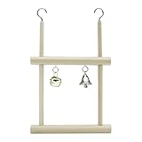 Balançoire aux Oiseaux,Échelle de Perchoir en Bois avec Clochette - Balançoire Extérieure Pour Oiseaux - pour Conure Perruche Calopsitte Inséparable Canari Lapin Cochon d'Inde Chinchilla