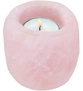 mookaitedecor Natural Rose Quartz Crystal Tea Light Candle Holder/Air Plant Holder Home Decor