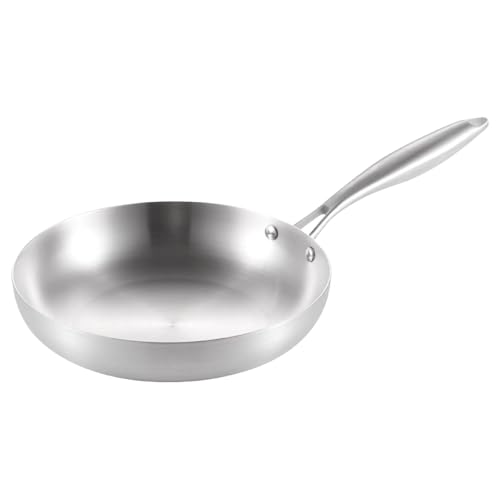 Sartén profunda – Sartén de acero inoxidable | Cocina profunda | Sartén apta para horno para filetes, huevos y todos los métodos de cocción | Duradero para uso diario y cocción versátil