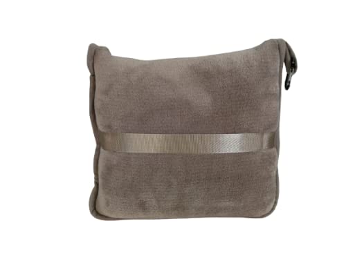 BlueHills Premium Soft Travel Blanket Pillow Airplane Flight Blanket Throw in Soft Bag Pillow case with Luggage Belt & Backpack Clip Compact Pack Large Blanket Taupe T023 - Image 4