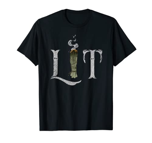 Lit Funny Halloween Witch Pagan Burning Sage Smudge Stick T-Shirt