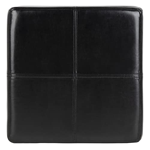 Safavieh Hudson Collection Williamsburg Black Leather Square Storage Ottoman #TOP4