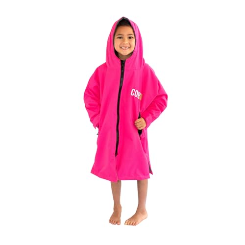 COR Surf Waterproof Swim Parka for Kids | Heavy-Duty Swimming Jacket Towel Robe: Luxurious Comfort for Water Enthusiasts (Pink - 4-8 Years)