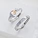 Glowing Band Moonstone Silver Couple Matching Promise Rings for Couples, Women, Men, Him, Her Set of 2 - Adjustable, Gift Wrap