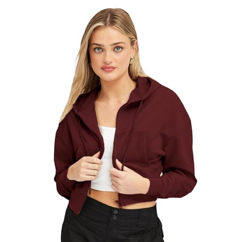 Image of FUNKY MONKEY Soft Fleece Crop Zipper Hoodie for Girls and Womens Sweatshirt