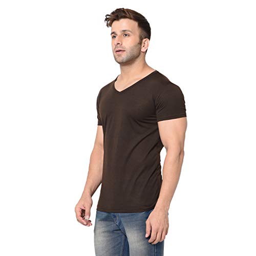 Image of Men's Cotton Blend Half Sleeve V Neck Tshirt