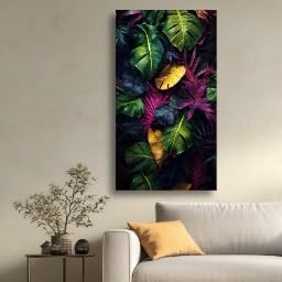 Toile feuilles tropicales 50x90cm sans cadre art mural botanique