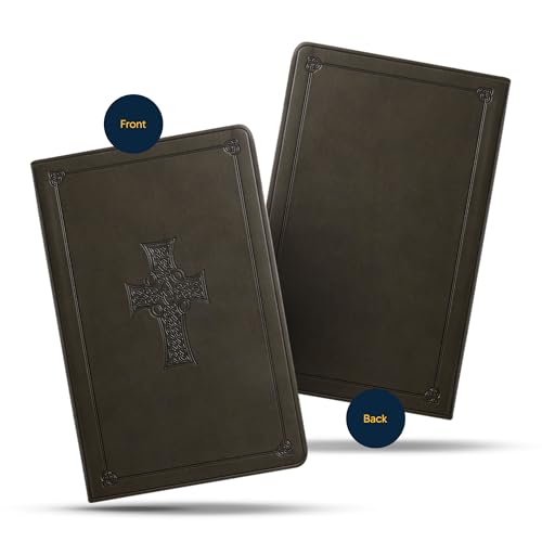 Image of Personalized ESV Large Print Bible for Adults, Name Engraved, Standard Size | Customize Your Olive Green Faux Leather Bible Your Way, Concordance, Thinline, Smyth-Sewn, 2-Column & Thin Paper