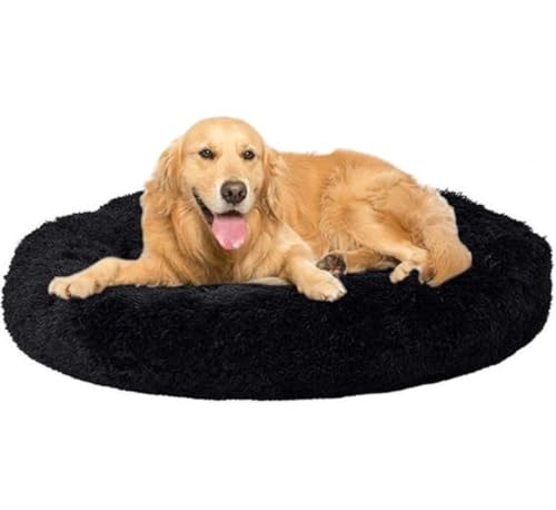 Image of ZEXSAZONE Round Donut Pet Bed for Cats and Puppies Dogs, Cozy and Plush, Raised Bedside Support, Both Sides Use Like 2 in One, Washable, Sizes for Small, Medium, and Large Pets. (Black, Large)