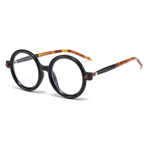 Gleyemor Retro Round Glasses for Men Women Vintage Circle Glasses Frames Costume Cosplay Eyeglasses Anti Blue Light Lens