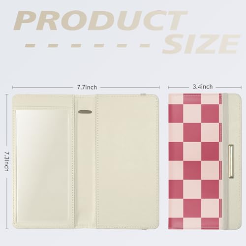 Image of Printed Checkbook Cover, RFID Blocking Checkbook, Stylish, Lightweight, Slim Durable, Multi-Functional Checkbook Holder for Personal and Business Checks (Plaid-Pink)