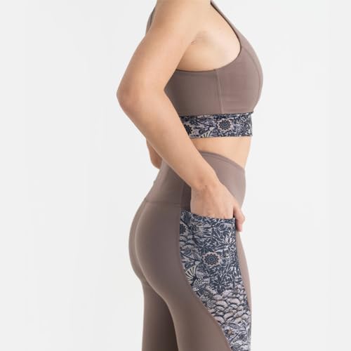 Image of HUNNIT Ankle Length Leggings for Women | High Rise Leggings for Gym | Sweat Wicking Fabric | Squat Proof Workout Leggings | Spandex Leggings | No Camel Toe | Floral Design