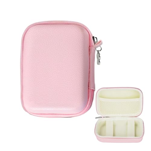 Axvxby Digitalkamera Tasche für Sony/Canon/Panasonic/Ricoh/Casio Kompatible Hartschalen Multifunktional Fotokamera Tasche Mini Retro Aufbewahrungsbox mit Reißverschluss und Mesh Fach (Rosa)