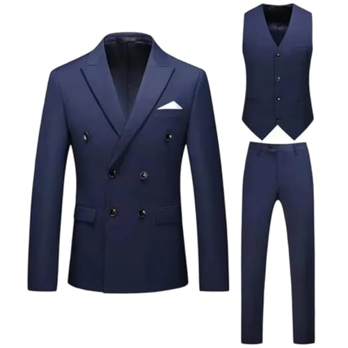 Men's Double Breasted Suit - Notched Lapel Three-Piece | Graduation Banquet