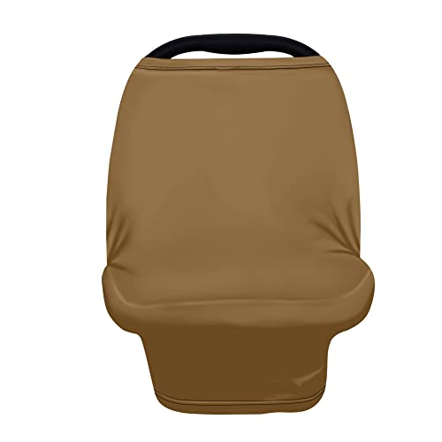 Image of Solid Color Car Seat Nursing Breastfeeding Cover, Multi Use Cover Cozy Carseat Canopy Cover, Infant Babies Stroller Cover,Ultra Soft Stretchy Nurse Gifts Brown Breastfeeding Cover