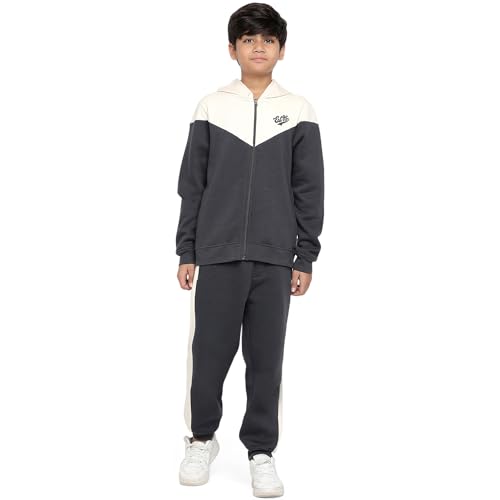 Image of Li'l Tomatoes Boys Fleece Winter Tracksuit Set | Full Sleeve Sweatshirt & Track Pant | Soft & Warm | 7-16 Years